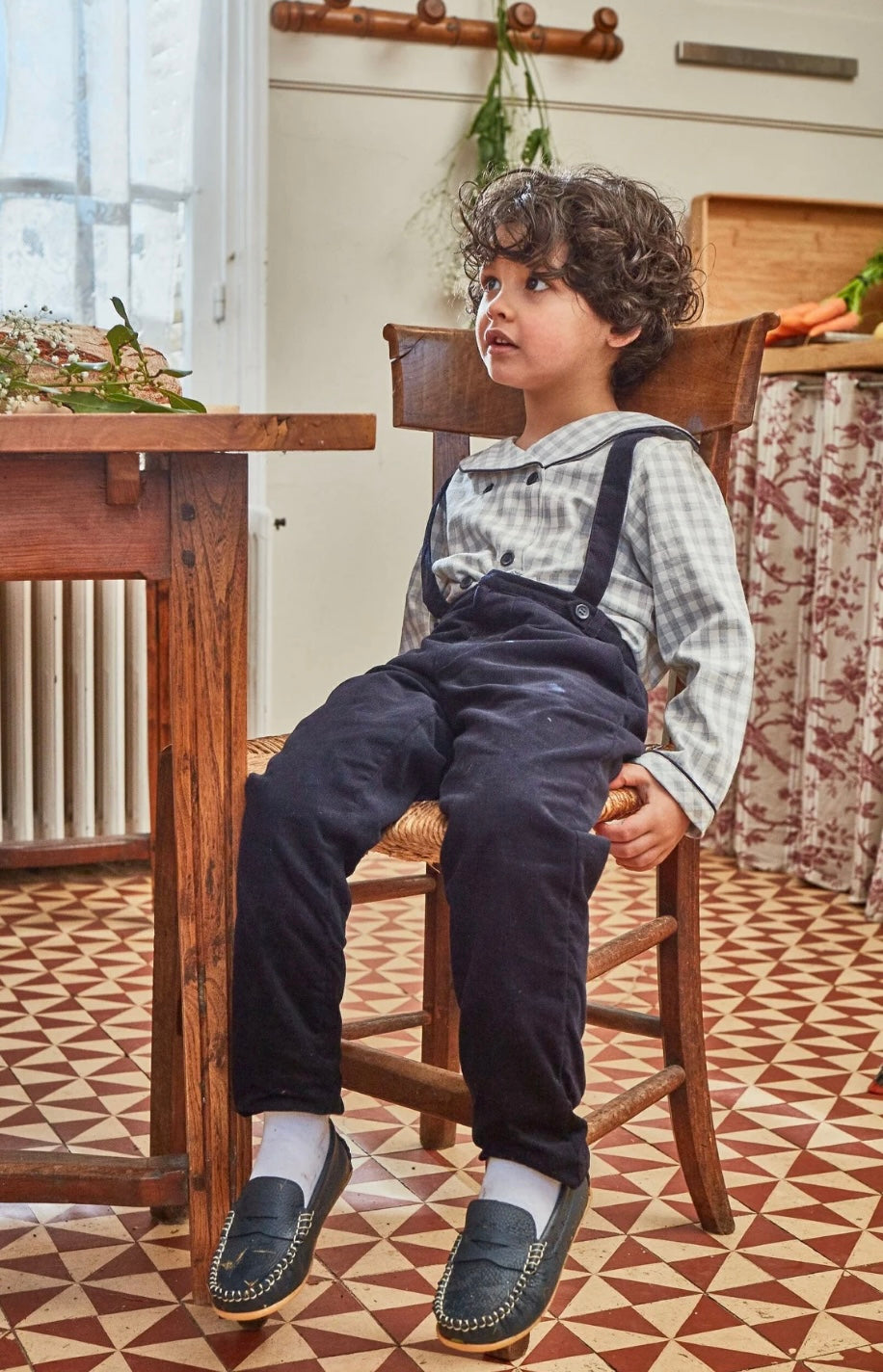 Kidiwi pale grey gingham shirt & trouser set
