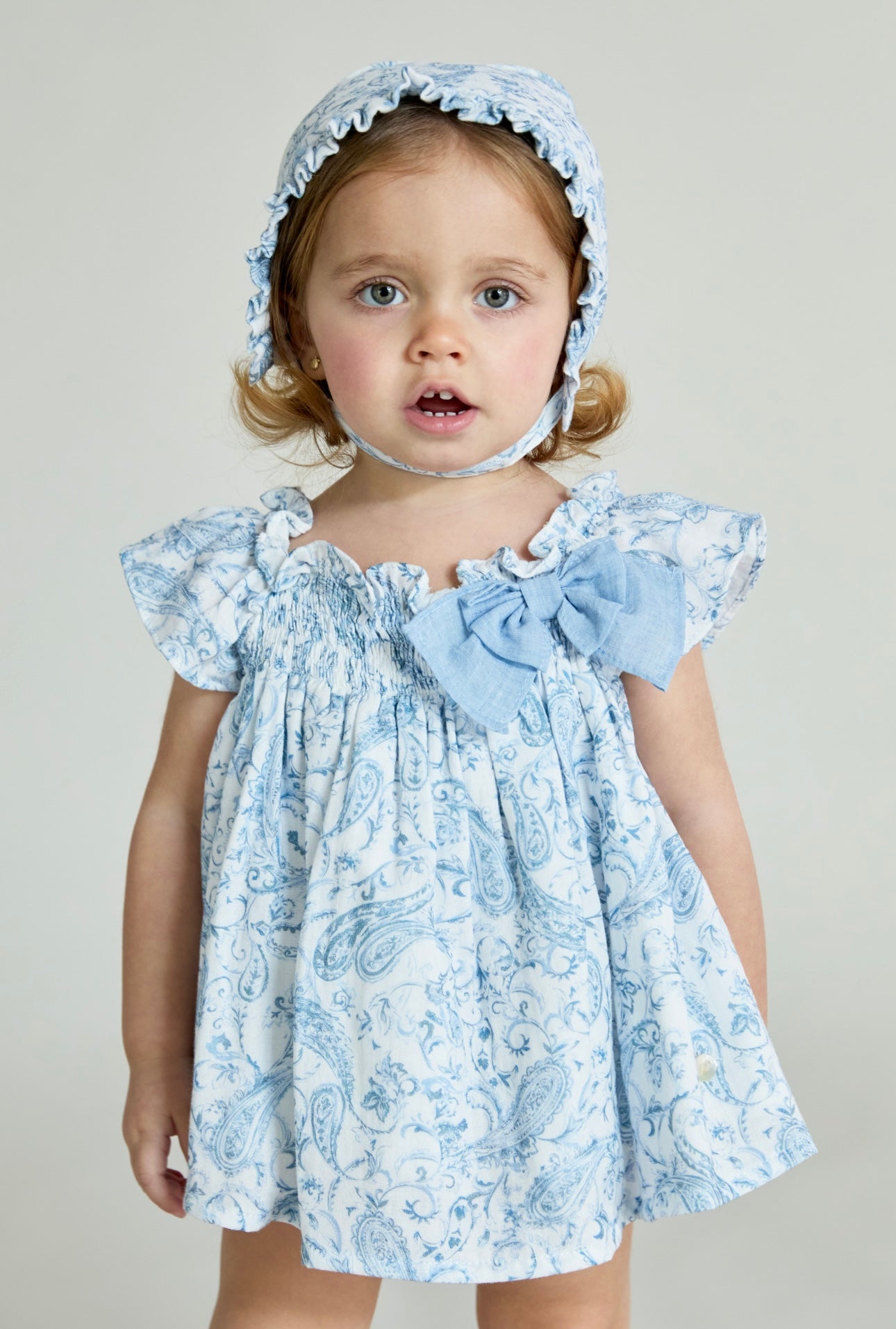 Martin Aranda blue & white paisley cotton dress & pant set