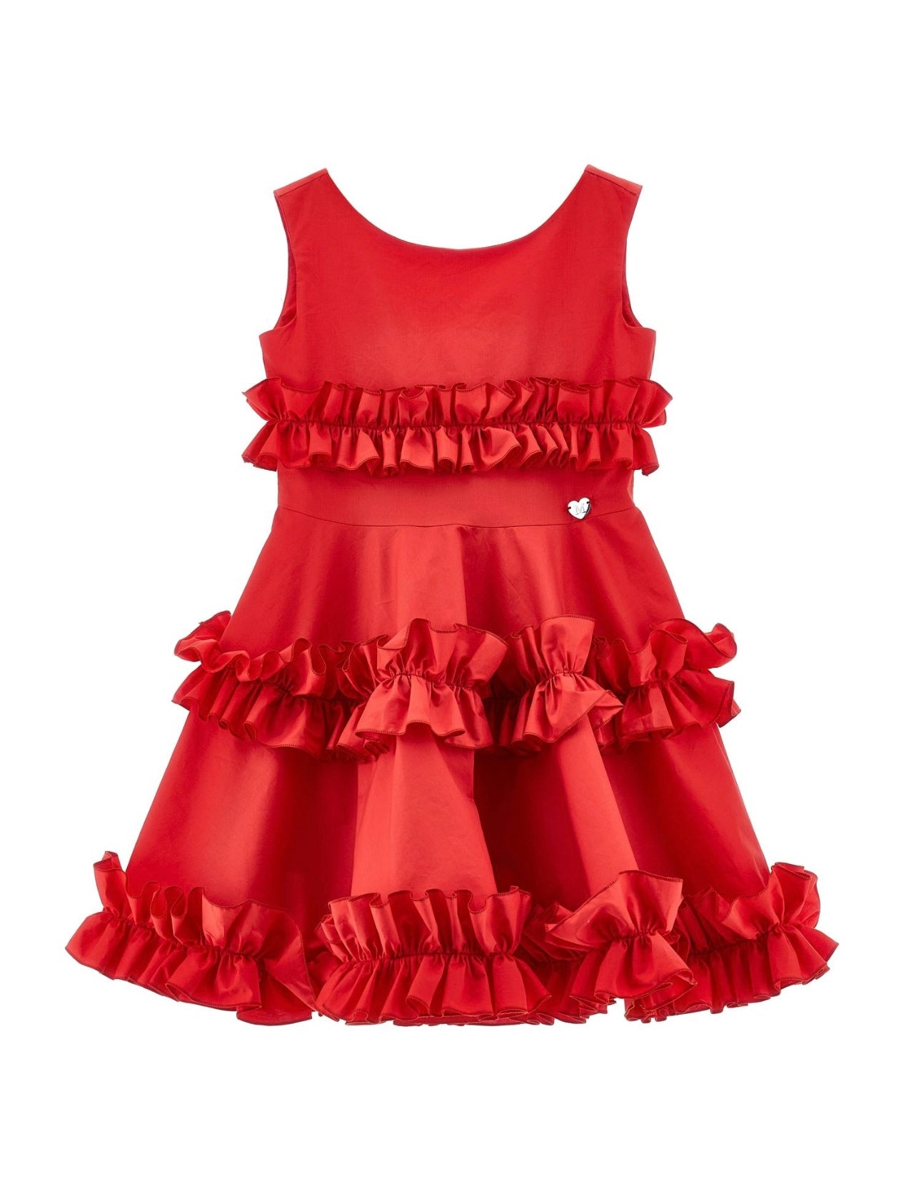 Monnalisa red cotton ruffled dress
