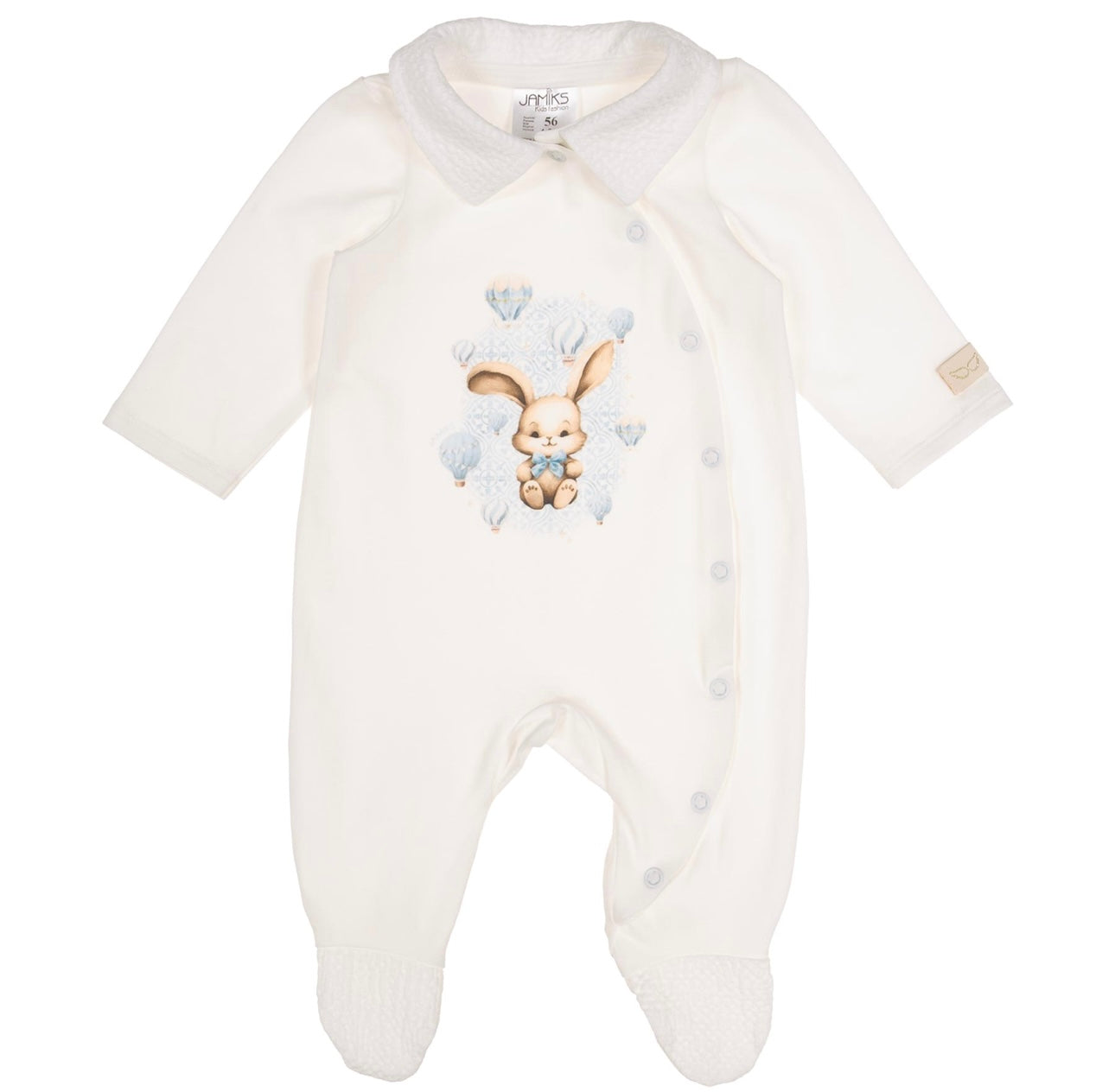 Jamiks white & blue bunny babygrow
