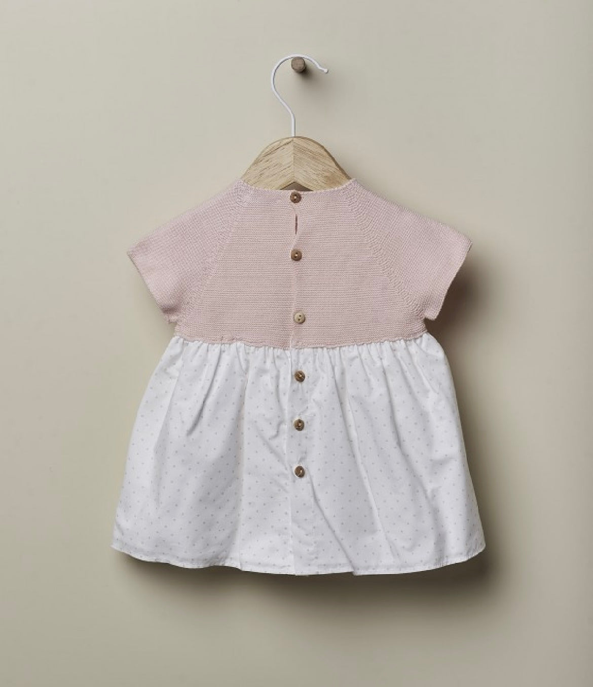 Wedoble pink half knit polka dot dress