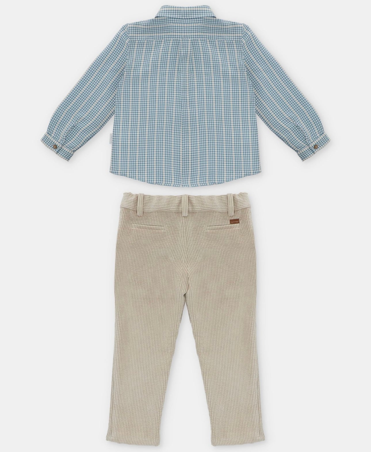 Martin Aranda blue & beige check trousers set