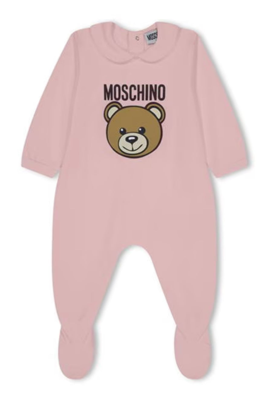 Moschino sugar rose teddy bear logo babygrow