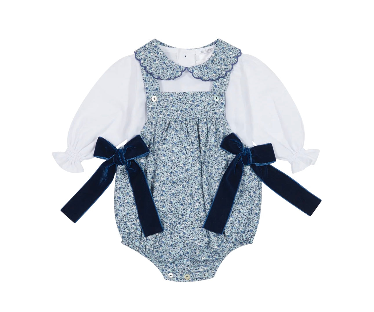 Deolinda navy floral bow romper set