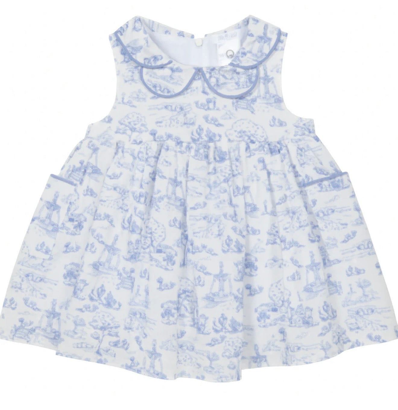 Deolinda blue toile print collared summer dress