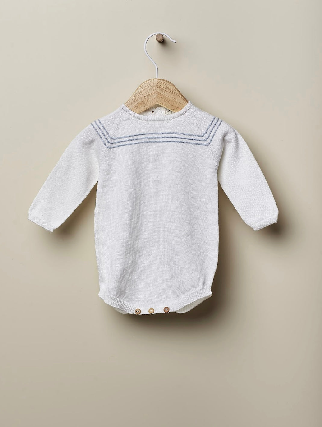 Wedoble white cotton blue tripe romper