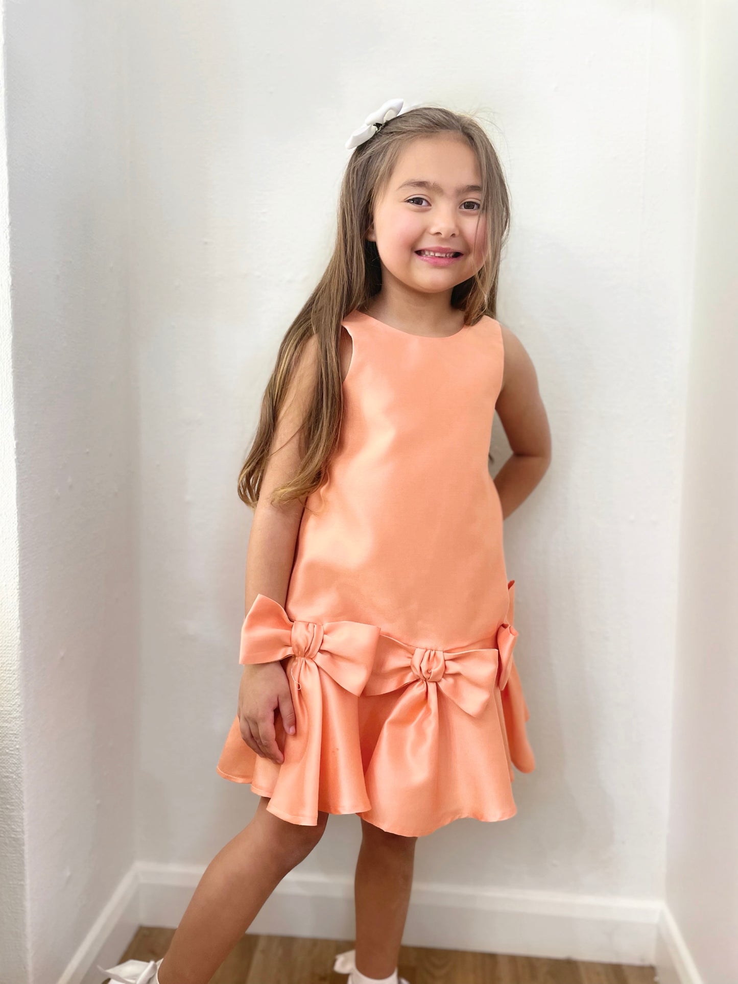Ballon chic girls orange bow dress