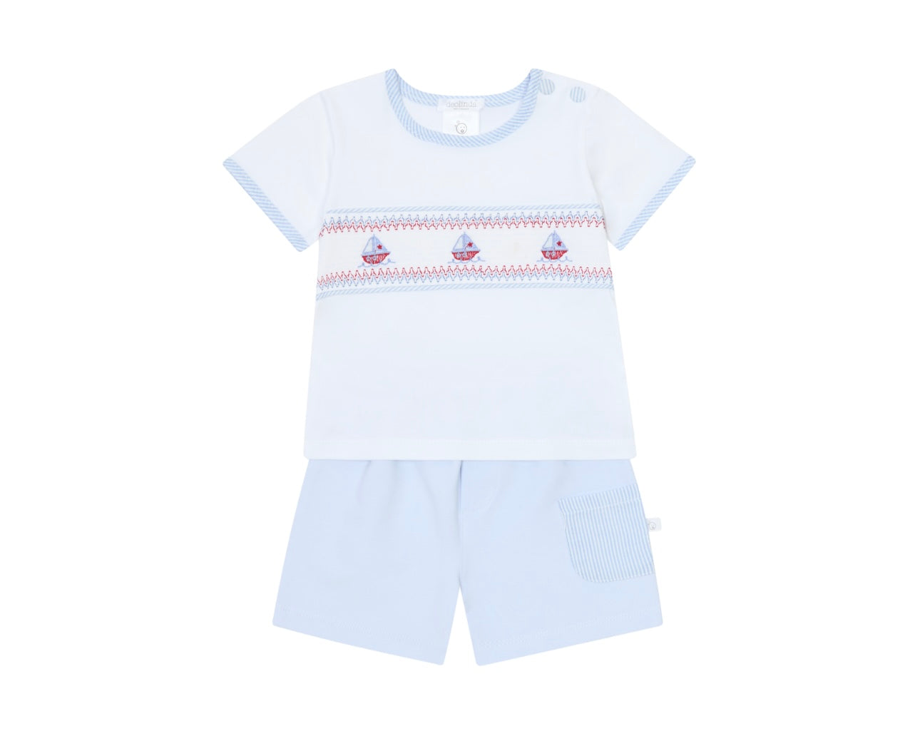 Deolinda blue & white boat smocked short set