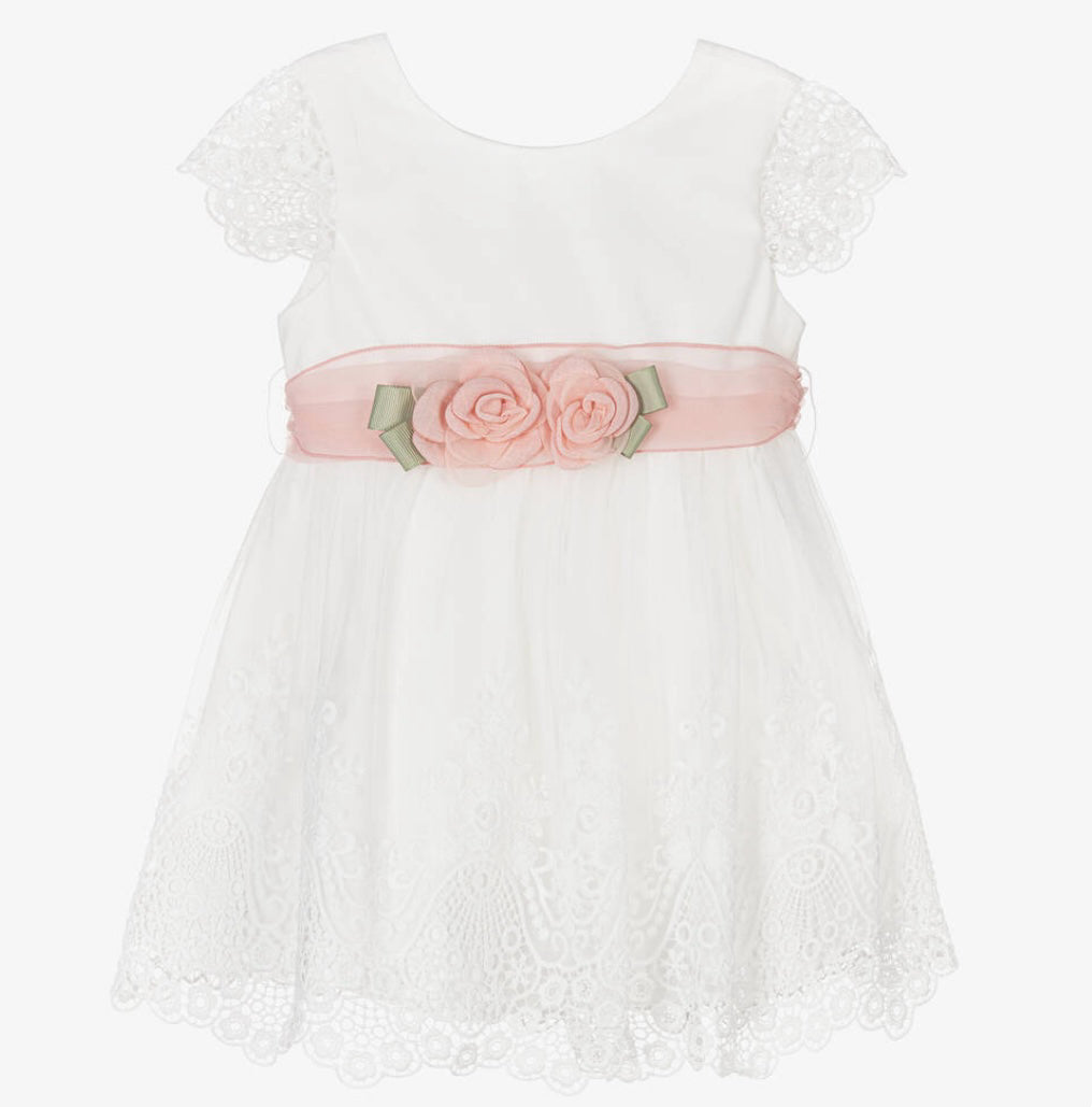 Abel & lula girls white lace & tulle dress
