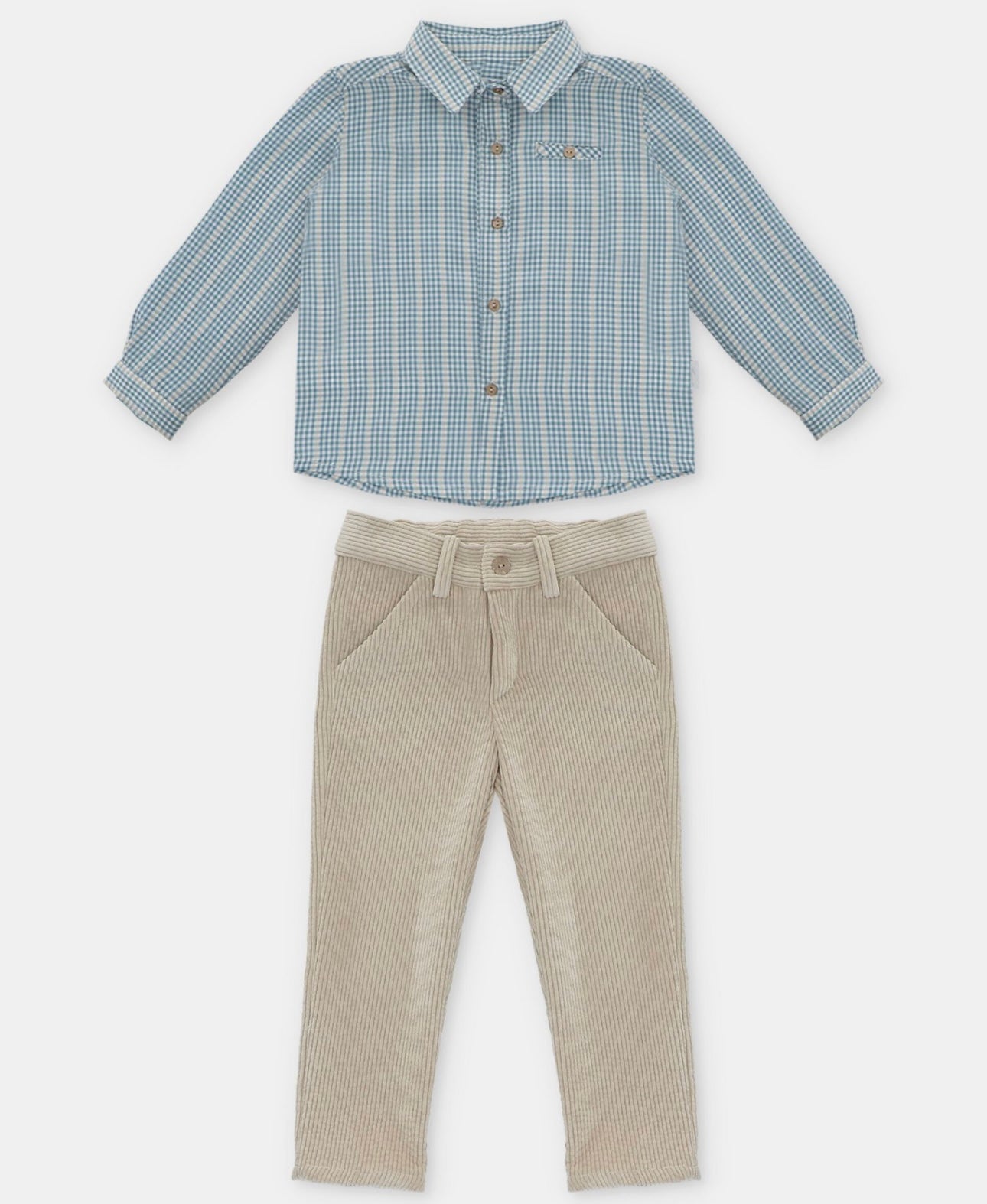 Martin Aranda blue & beige check trousers set