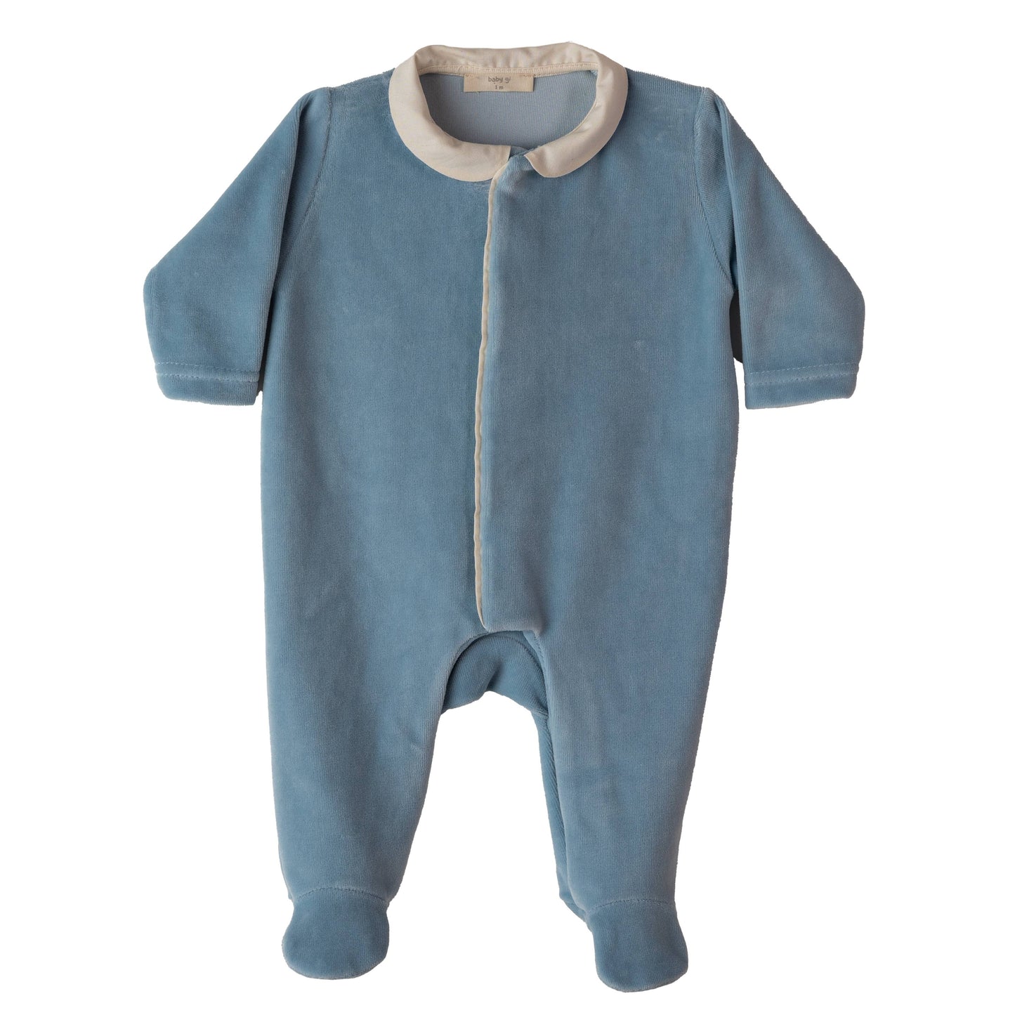 Baby gi stone blue velour angel wing babygow