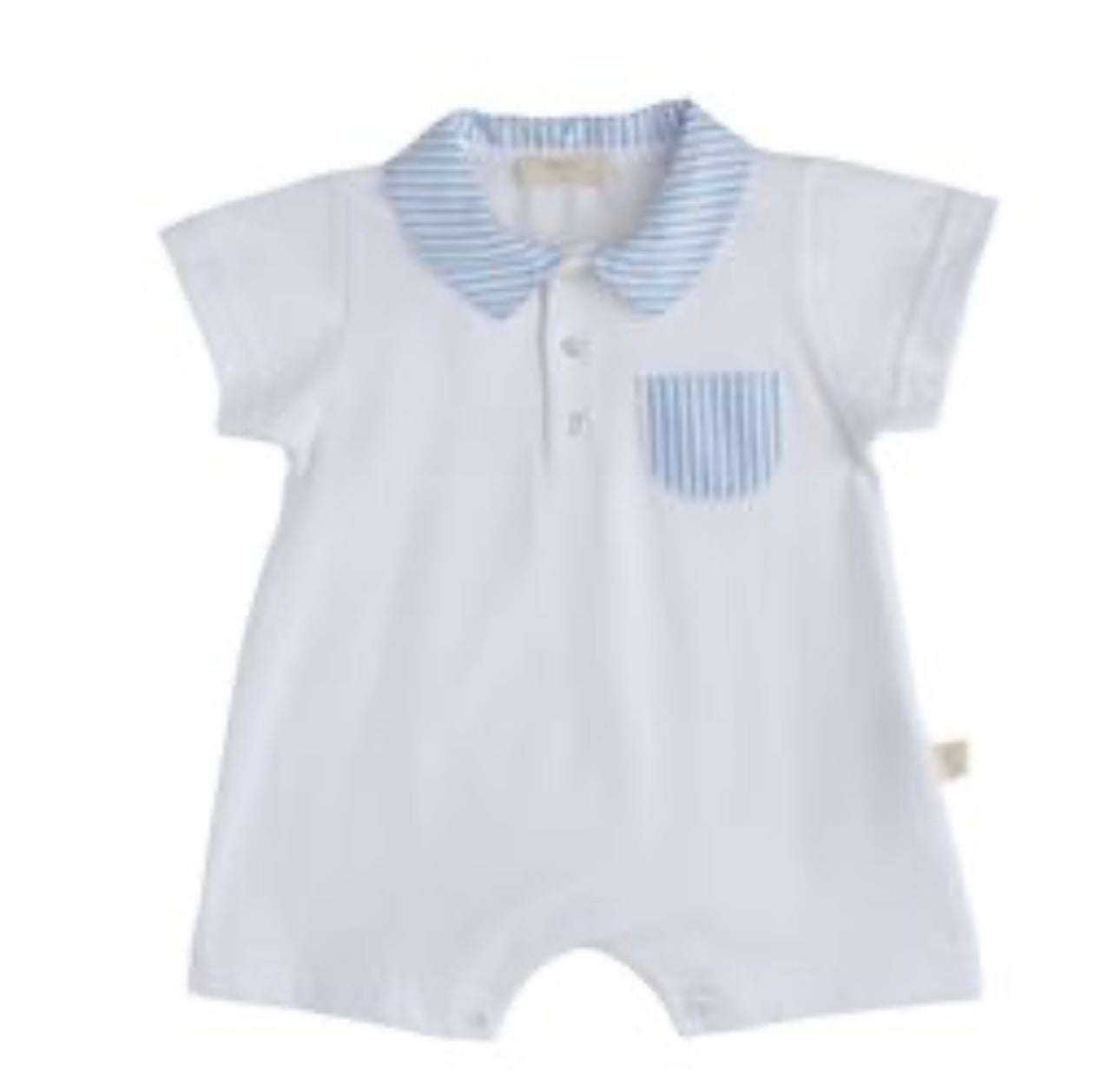 Baby Gi blue & white stripe collared romper