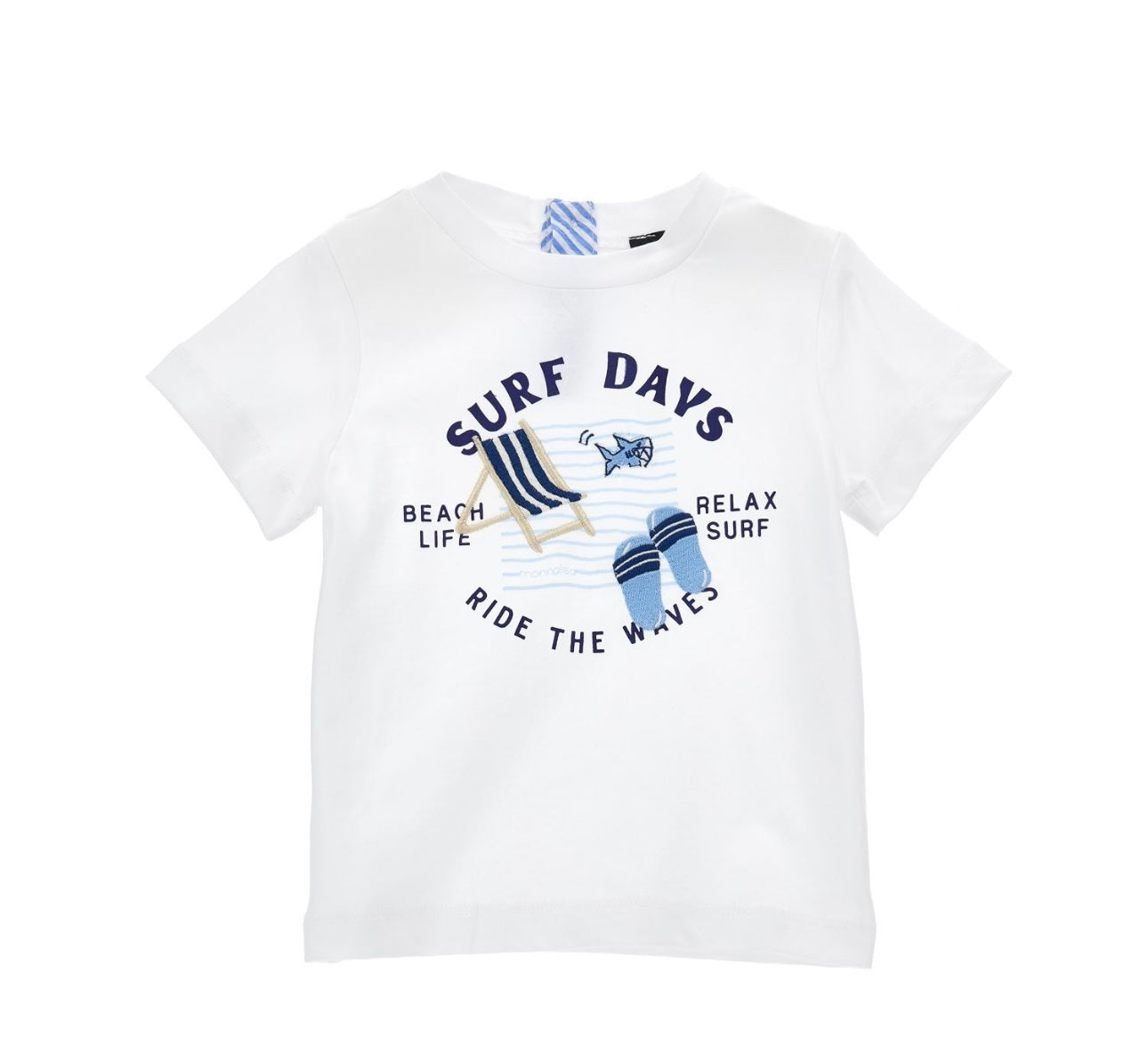 Monnalisa blue & white ‘surf days’ T-shirt and shorts set