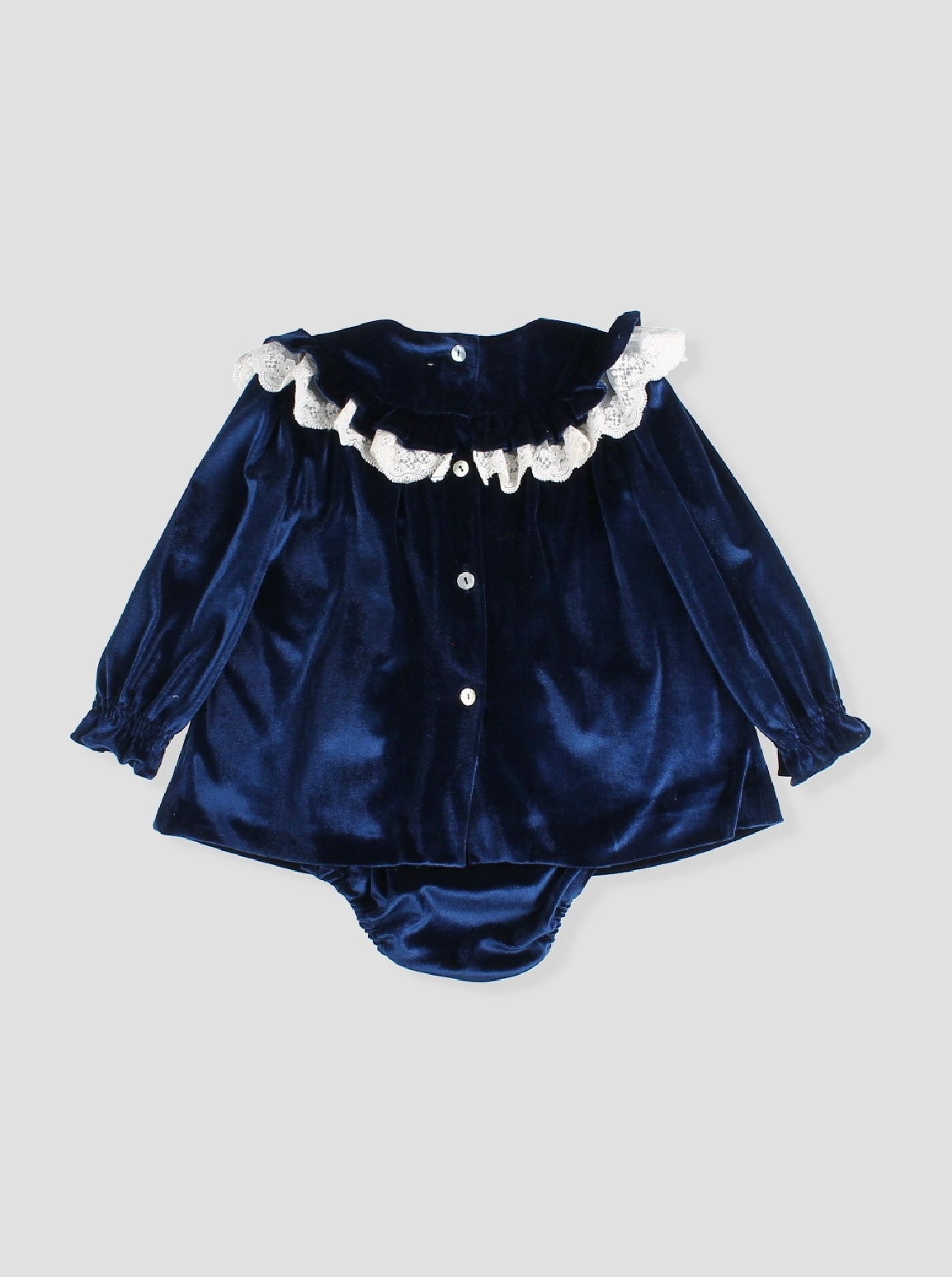 Foque baby girls midnight blue satin dress set