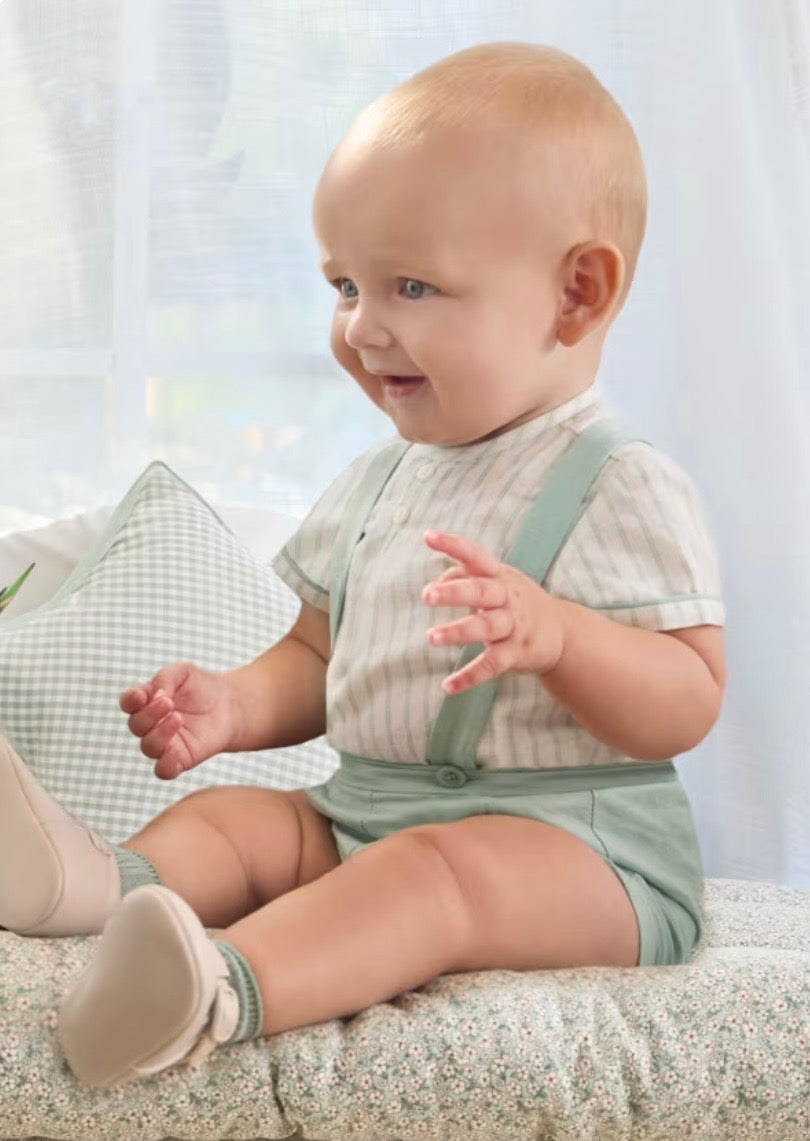 Mayoral mint green 2 piece dungaree set