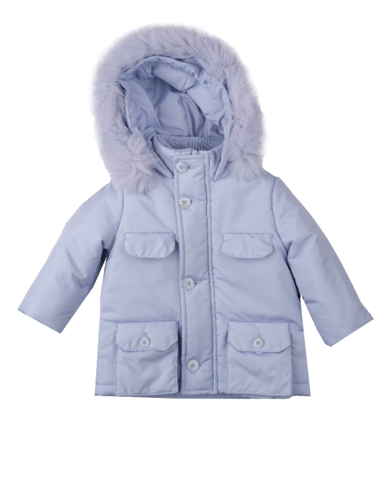 Bimbalo boys pale blue fur hood puffer coat