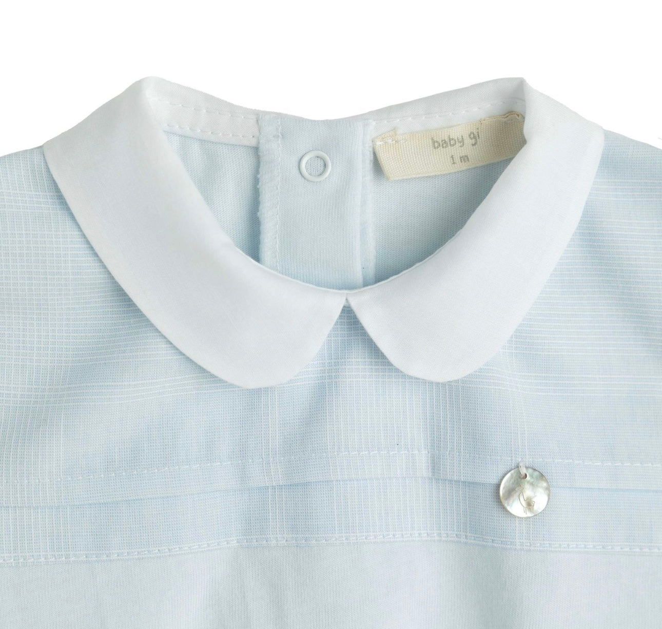 Baby Gi baby blue cotton collared romper