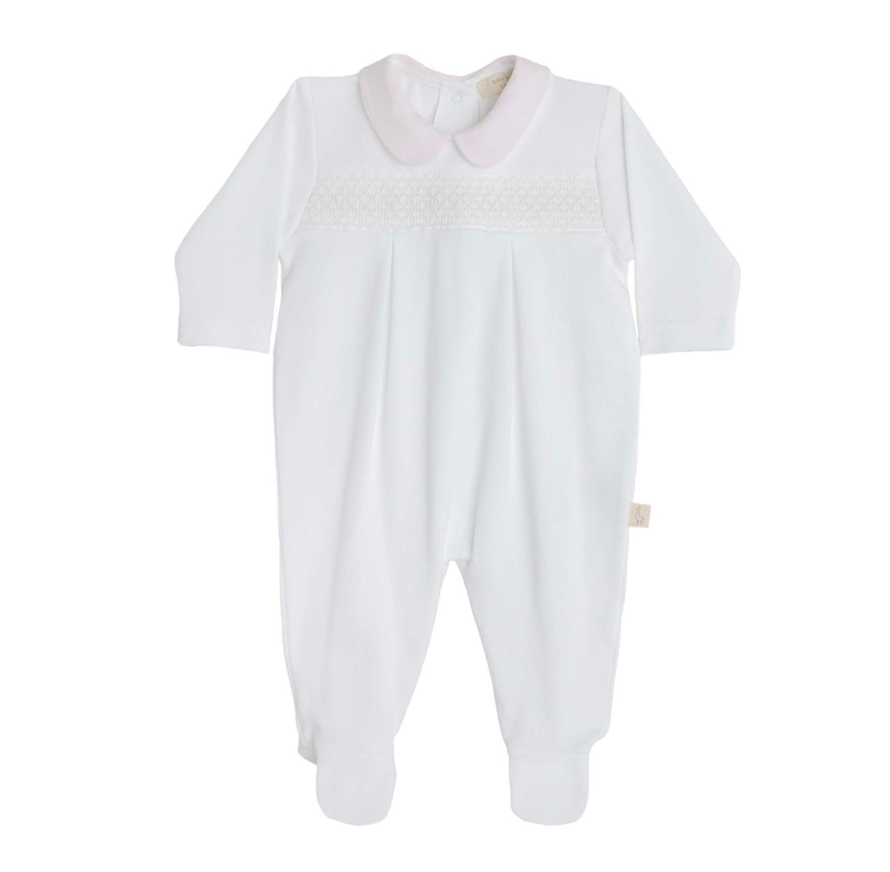 Baby Gi white & pink smocked babygrow