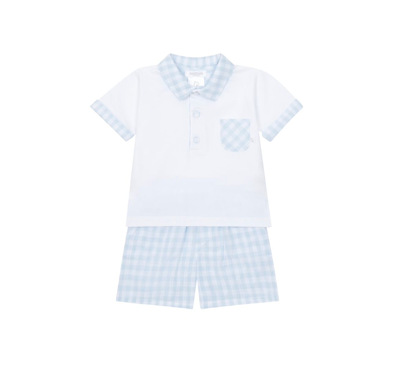 Deolinda boys blue and white gingham shirt & short set