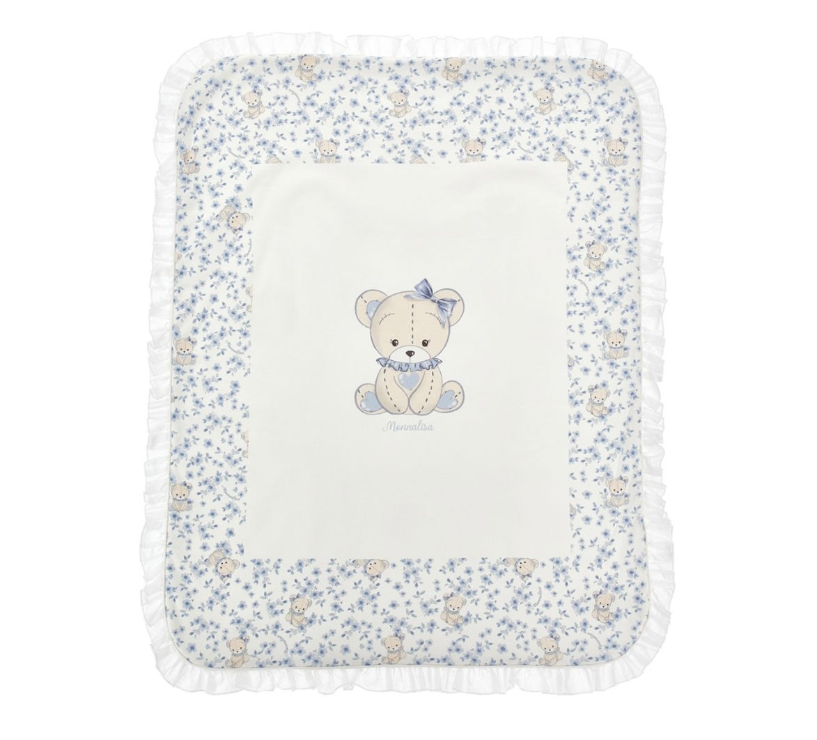 PRE ORDER - monnalisa blue floral teddy blanket