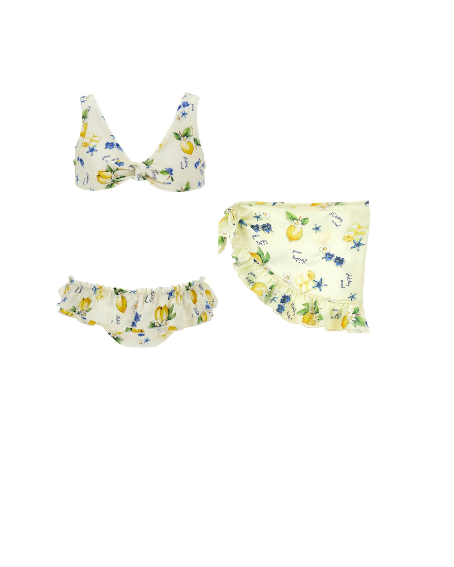 PRE ORDER - monnalisa yellow tinkerbell lemons bikini & wrap set