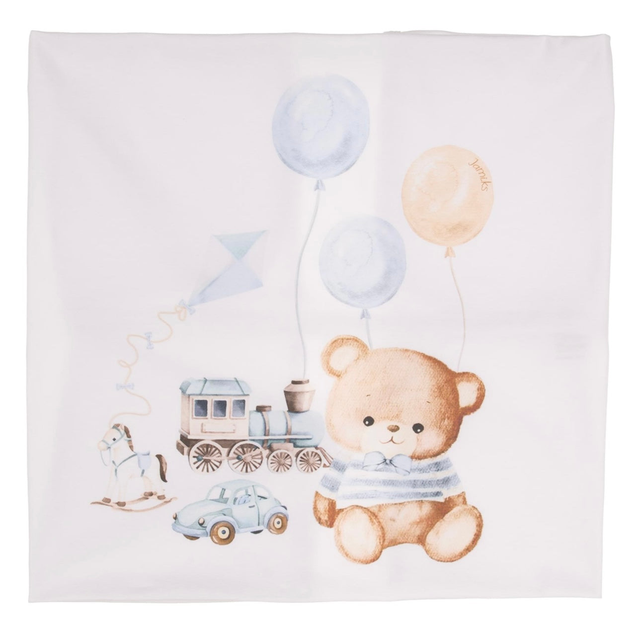 Jamiks white & blue teddy bear blanket
