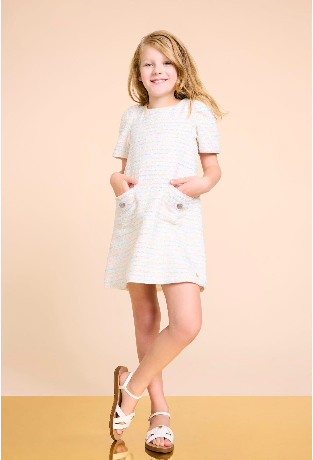 BCBGMAXAZARIA multicoloured beige tweed dress