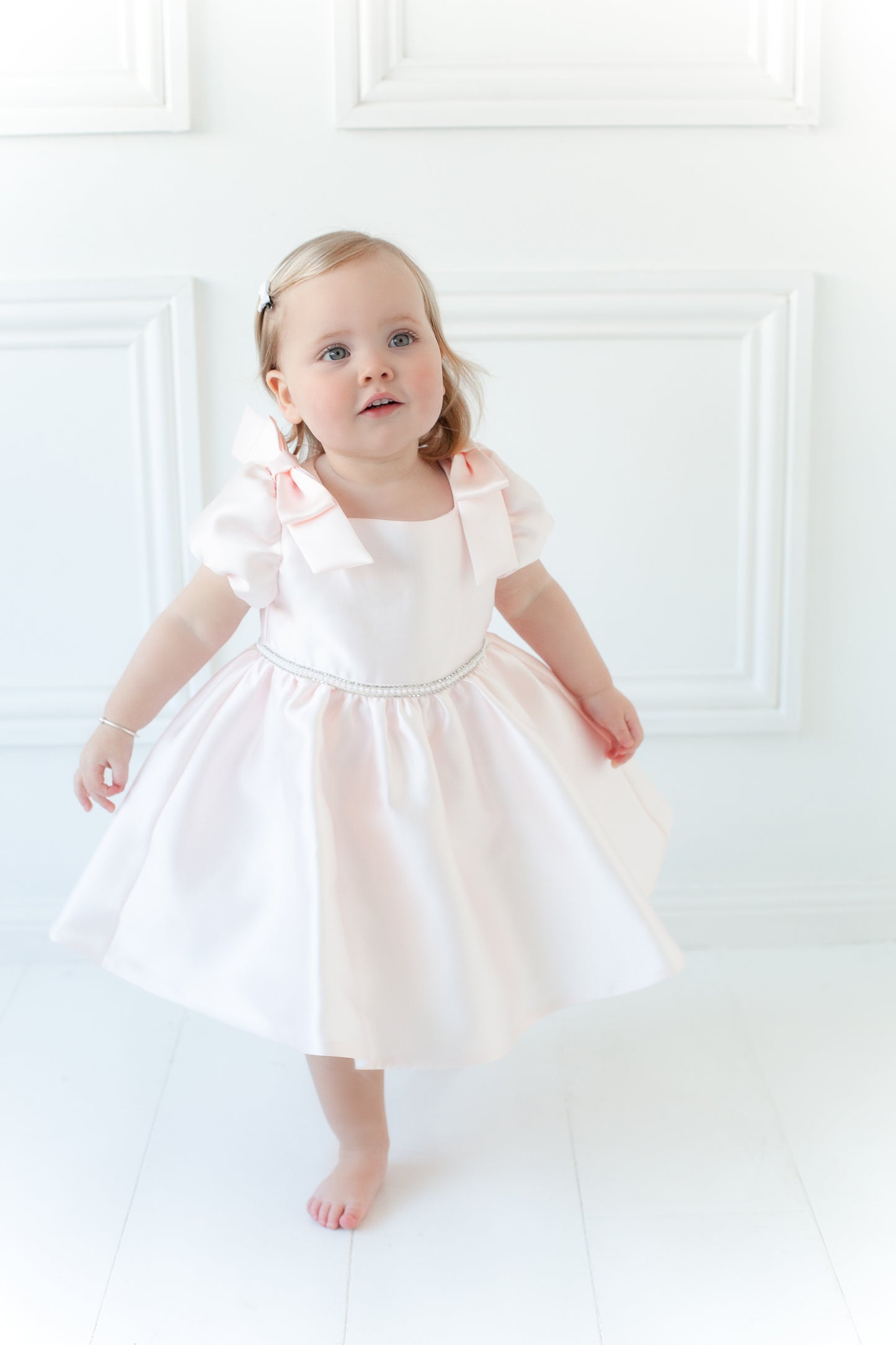 Bimbalo pink silk bow shoulder dress