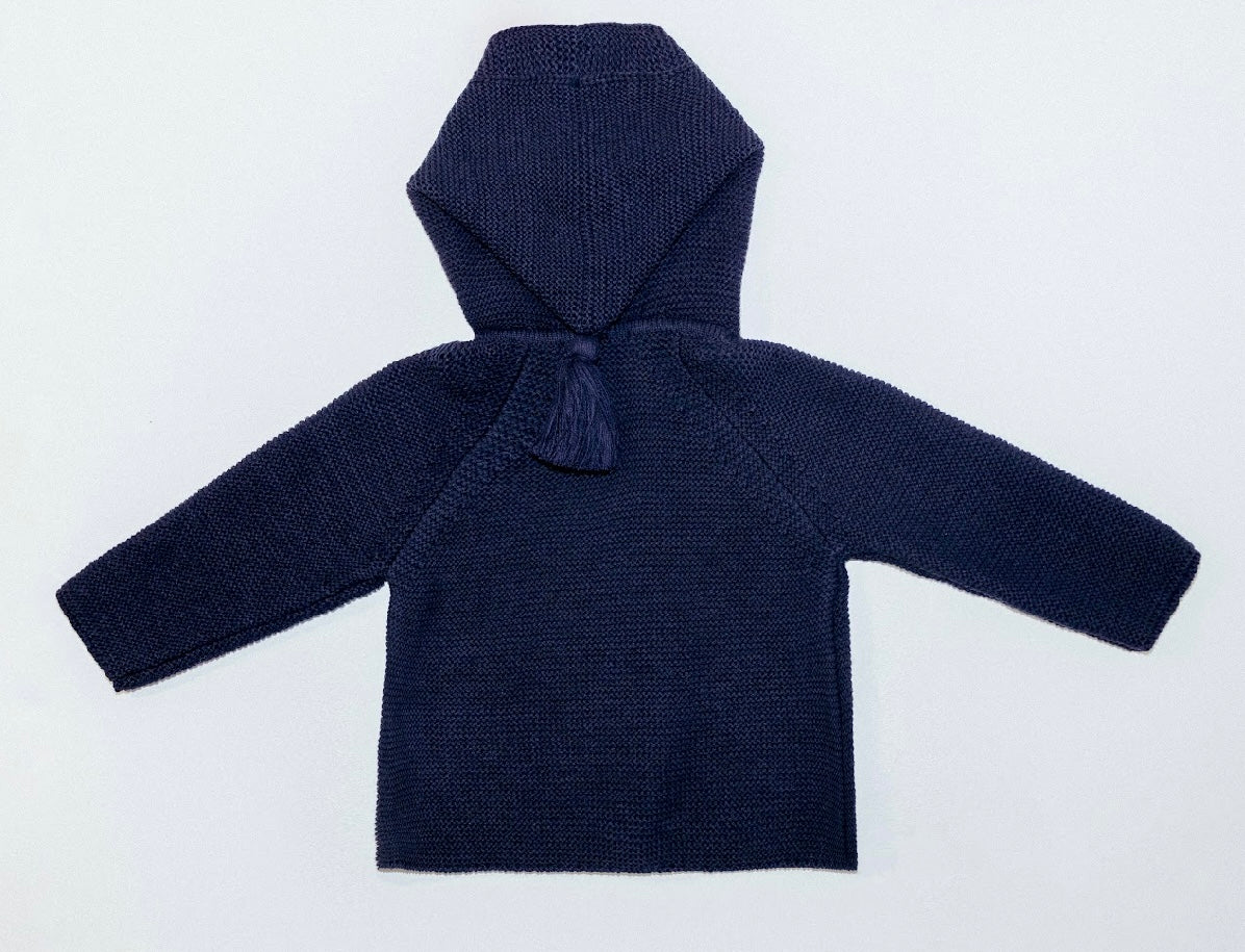 Rigola navy blue knit hooded cardigan