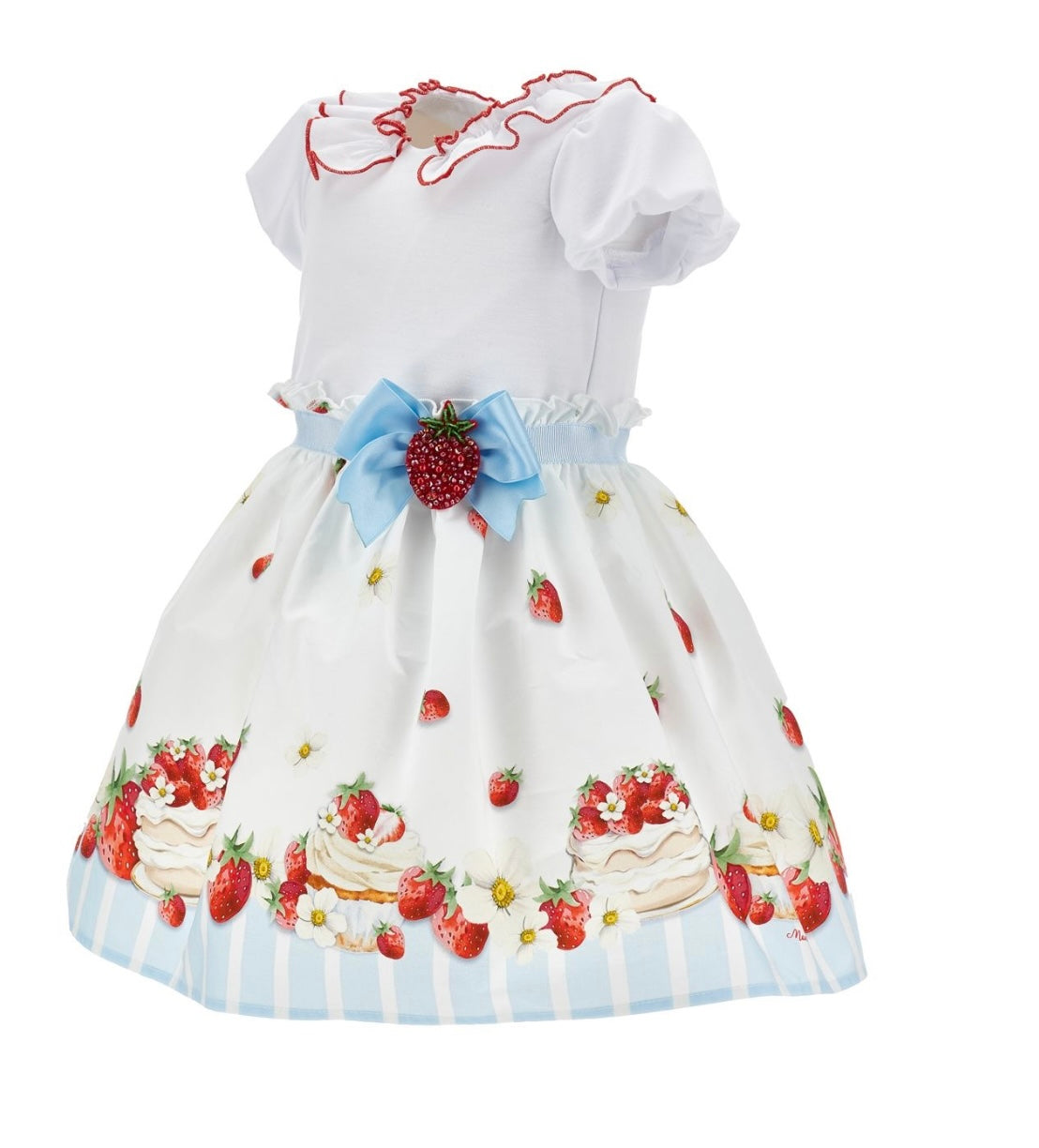 PRE ORDER - monnalisa strawberry frilled dress