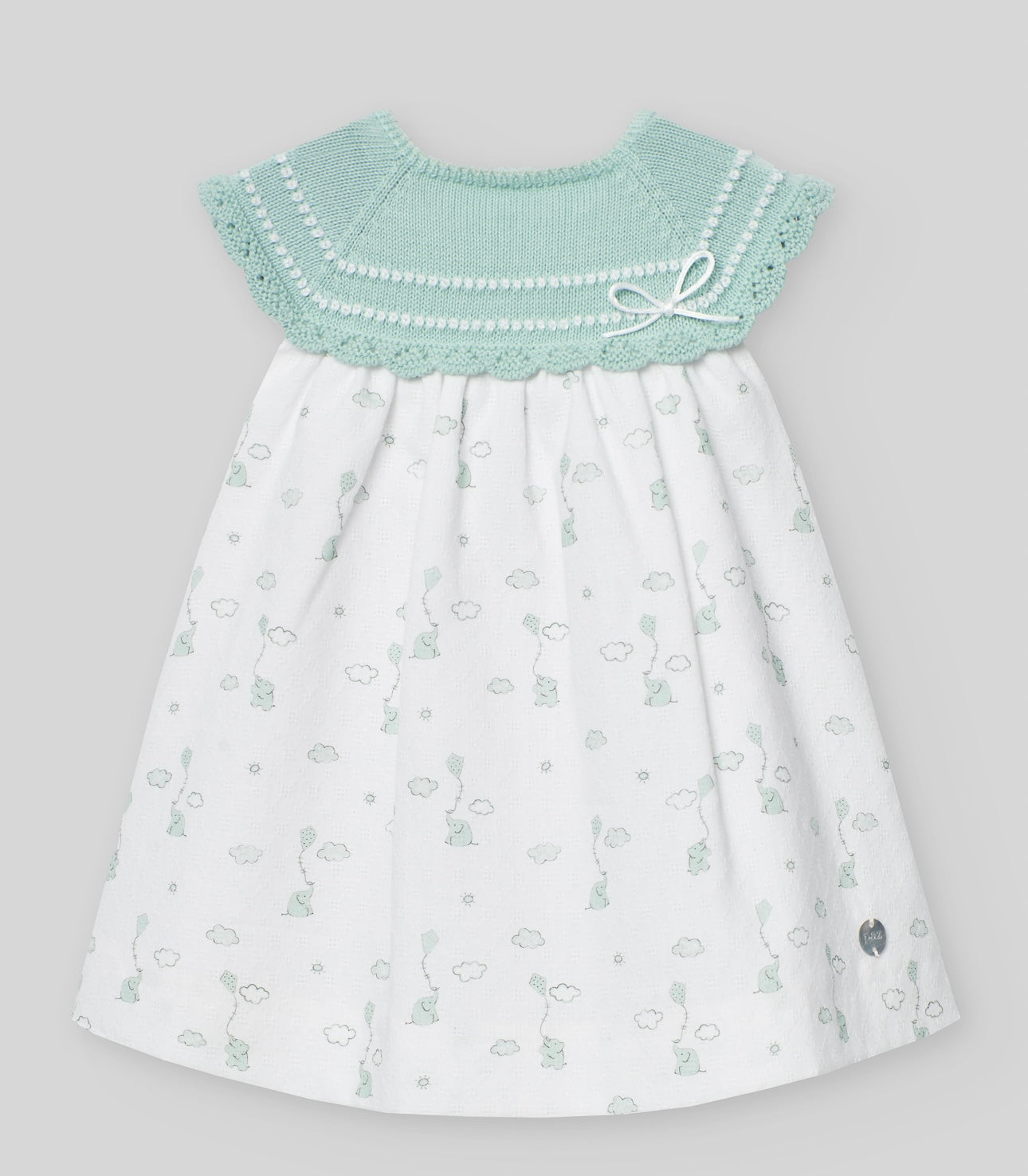 Paz Rodriguez mint green elephant half knit dress