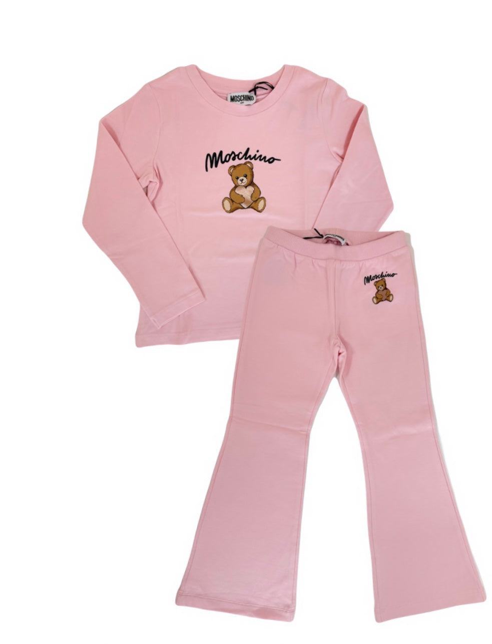 Moschino sugar rose teddy flare sweatpant & t-shirt set