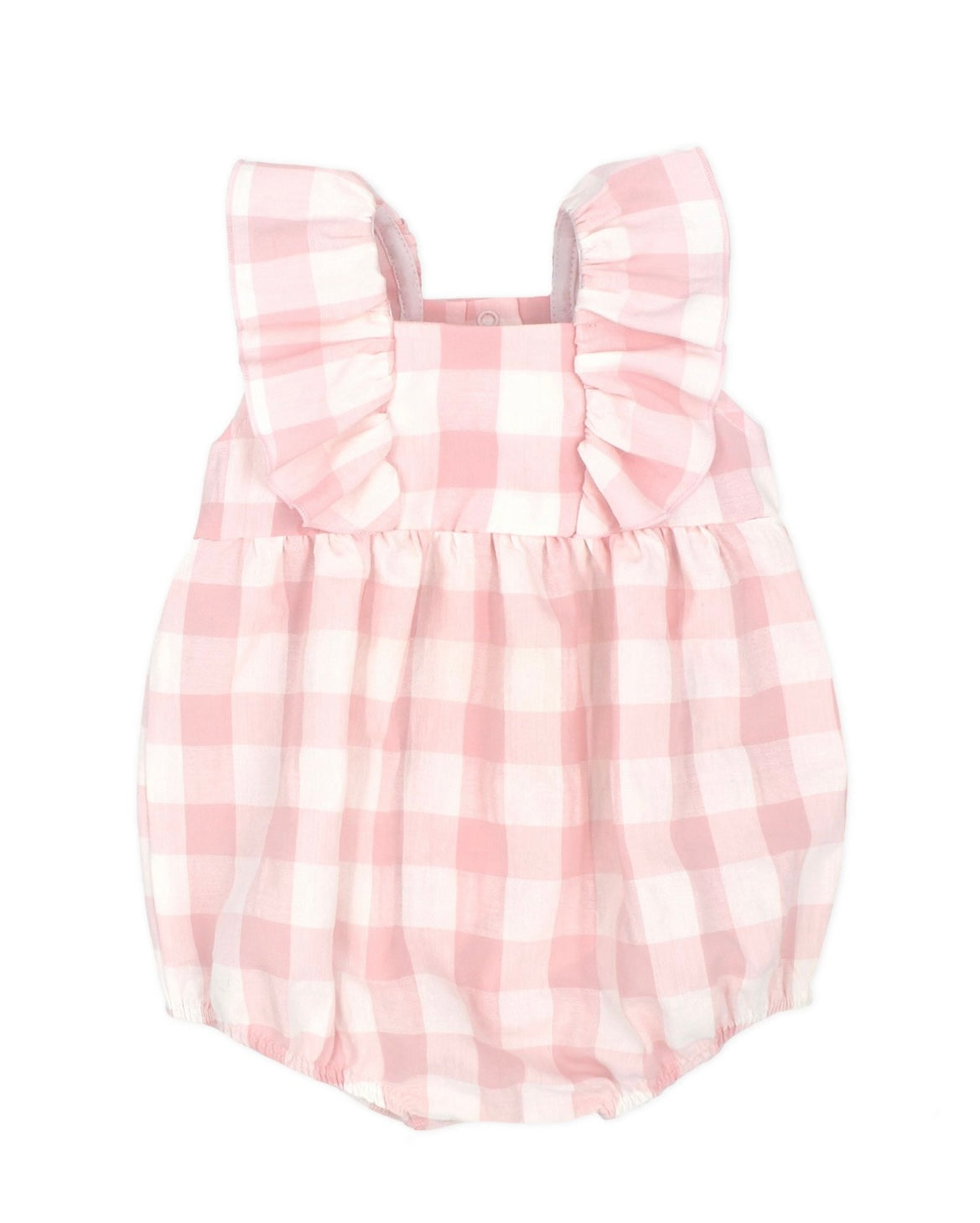 Rapife girls pink & white check frilled romper