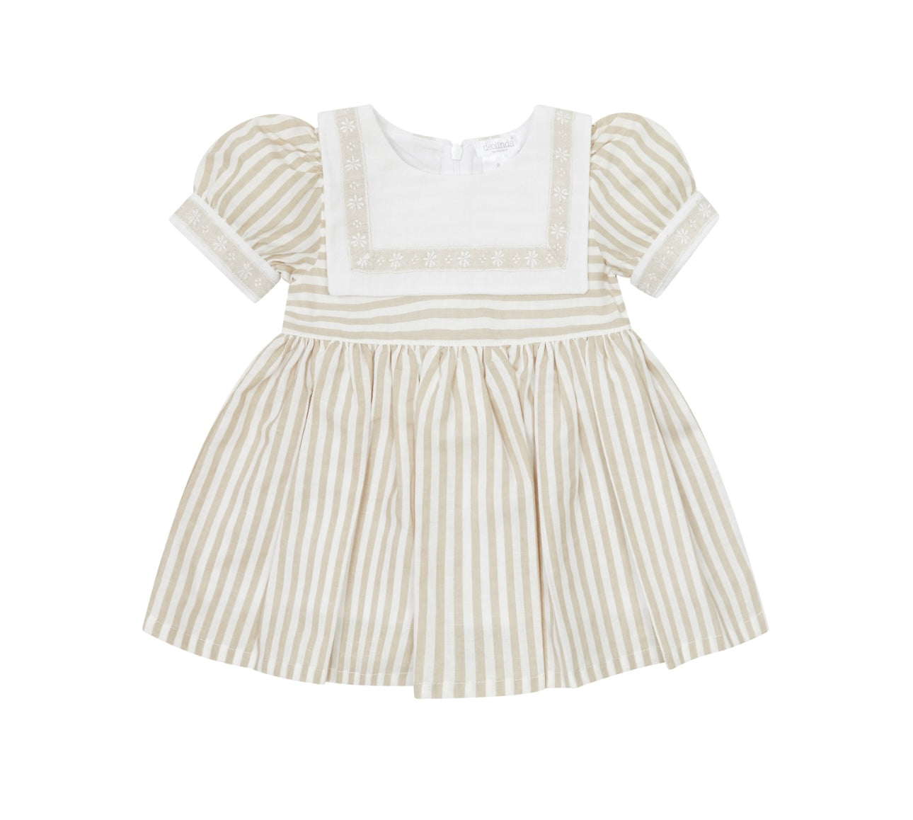 Deolinda girls beige & white stripe sailor dress