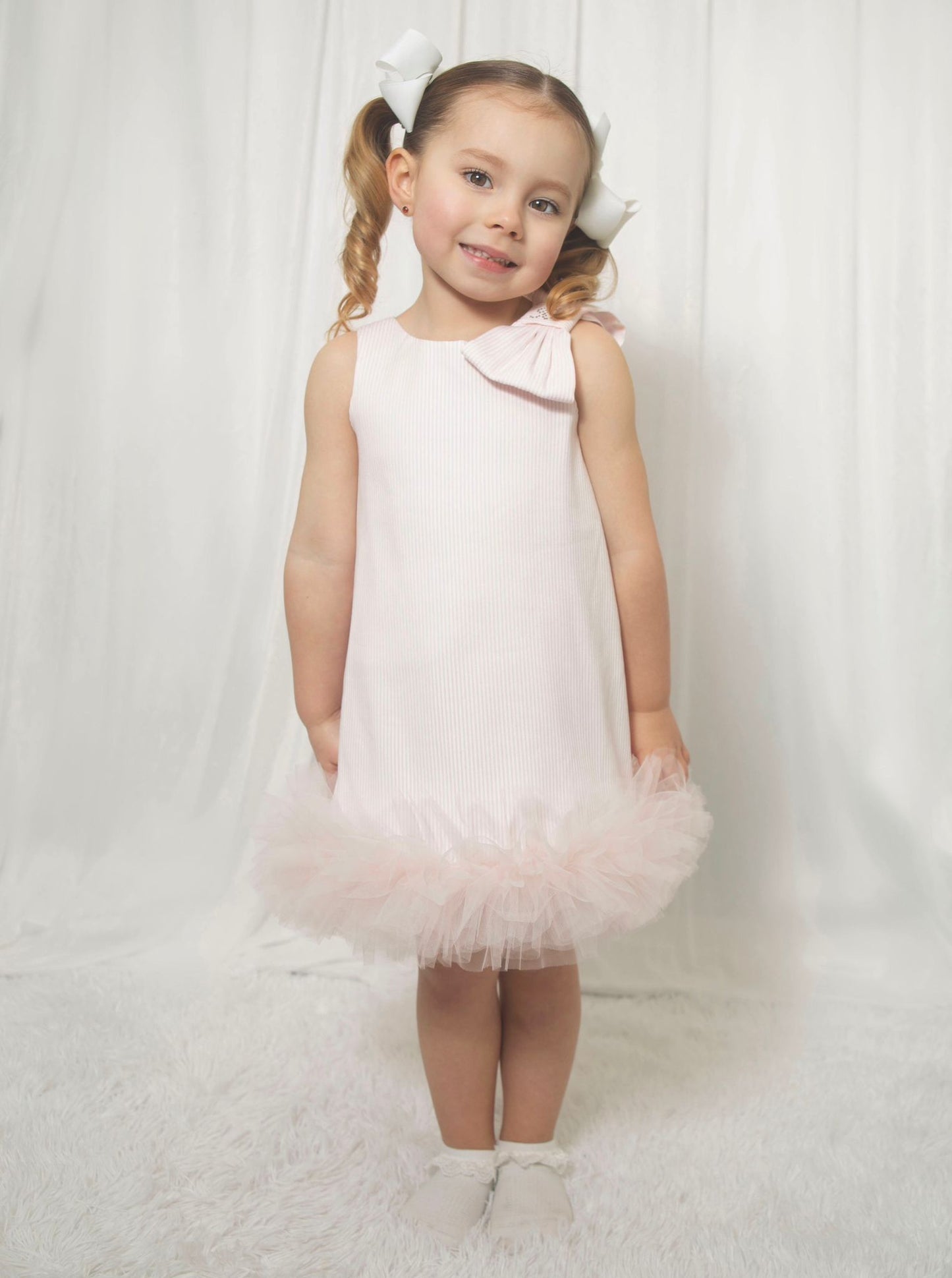 Balloon chic girls pink & tulle ruffle dress
