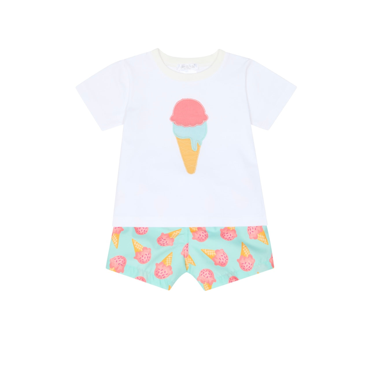 Deolinda blue & pink ice cream swim short and T-shirt set