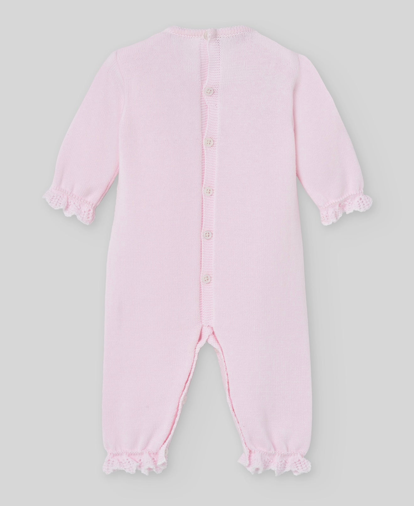 PRE ORDER - Paz baby pink knit lace bibbed baby grow