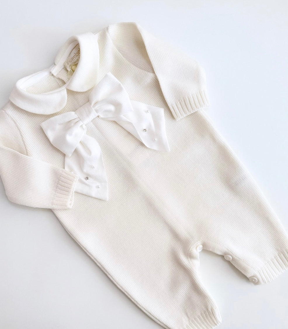 Bimbalo cream knit bow babygrow