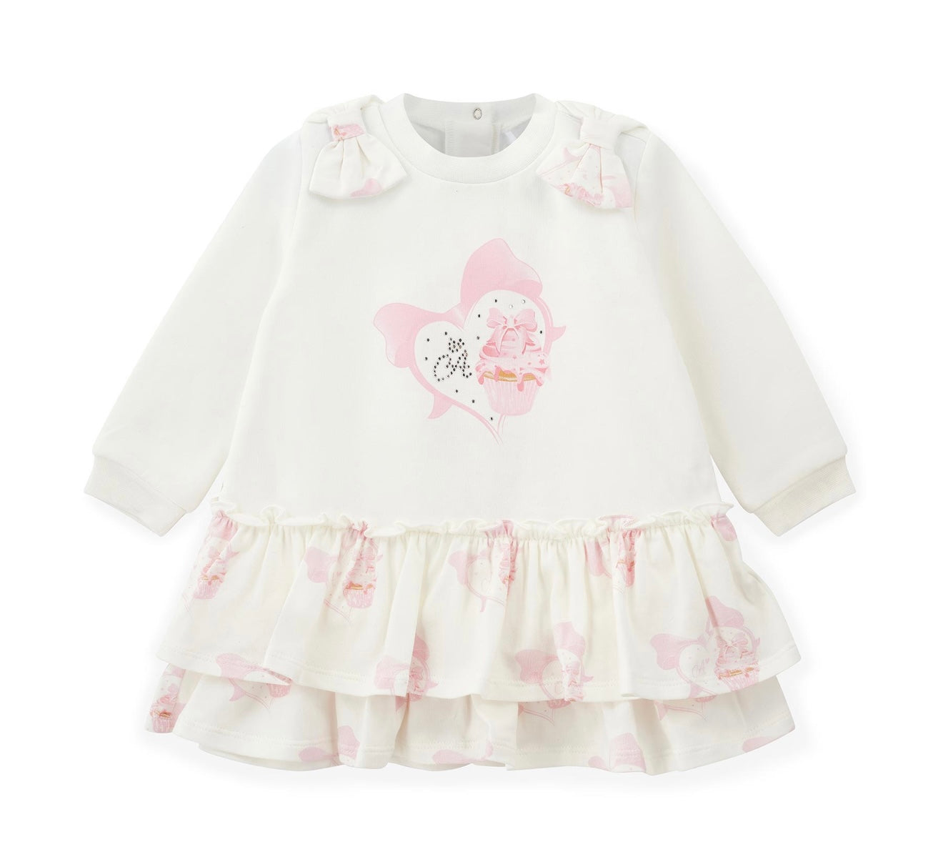 Little A white & pink cupcake dress