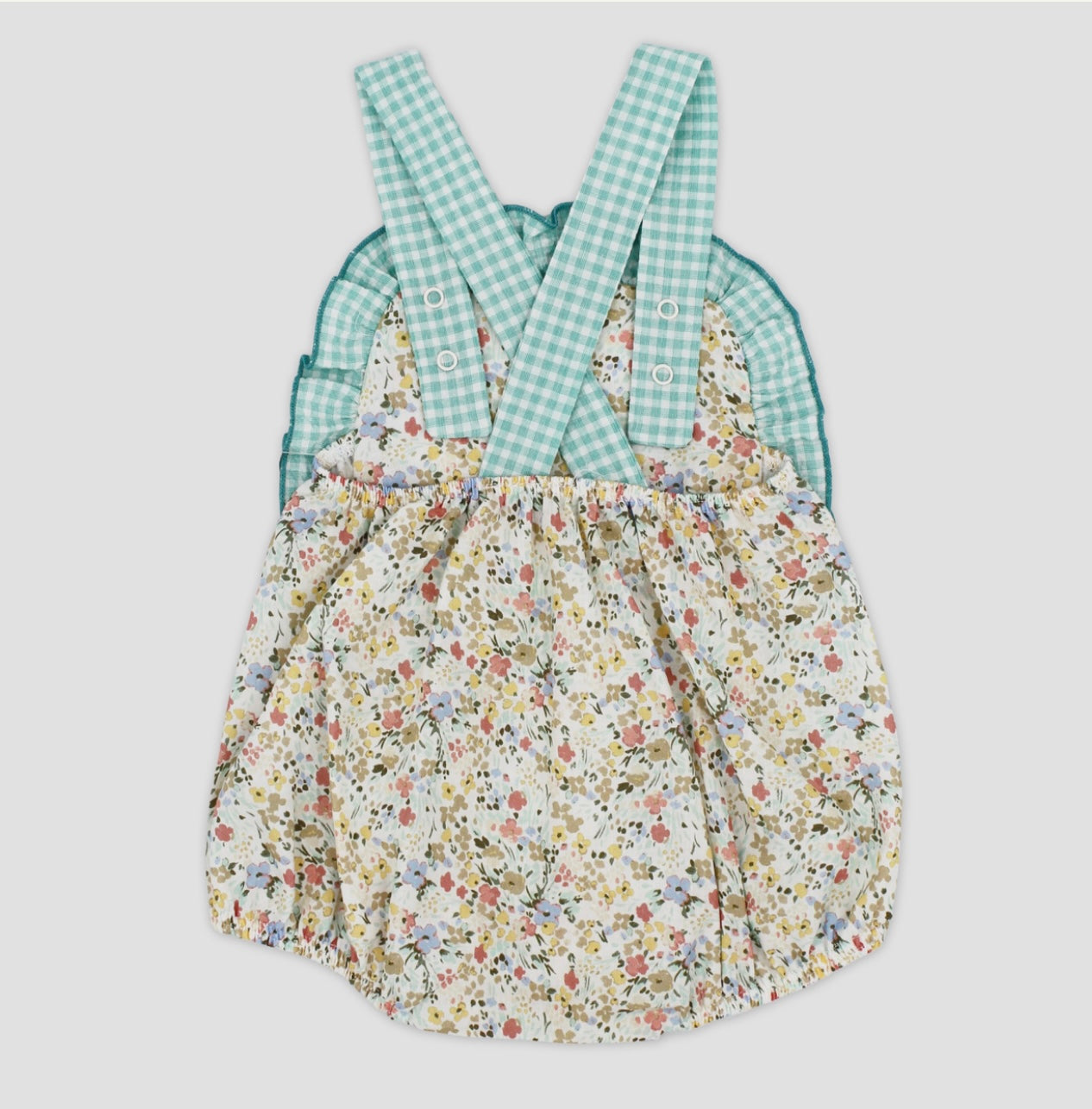Rapife green & yellow floral frilled romper