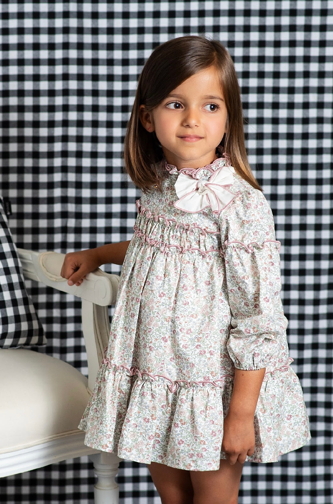 Foque girls pink cotton dress