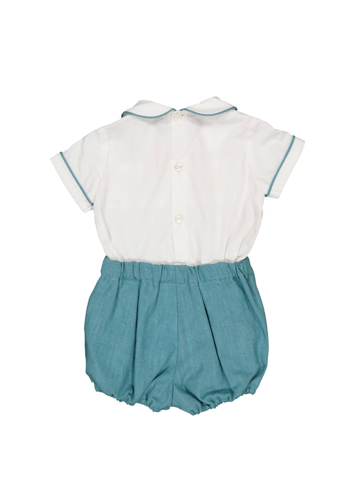 Kidiwi boys ‘barnabe’ real blue linen smocked set