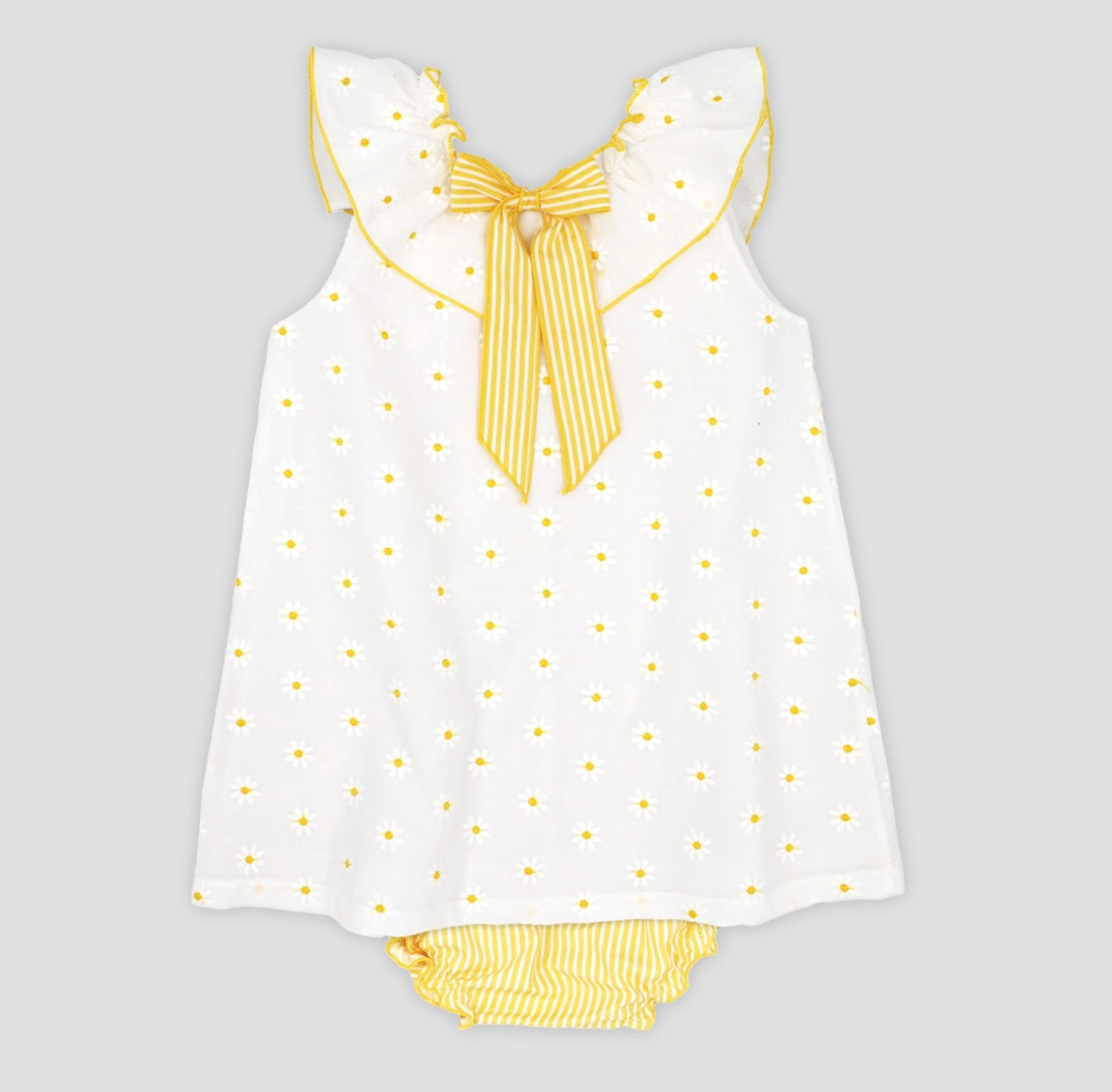 Rapife white & yellow daisy’s frilled bow dress