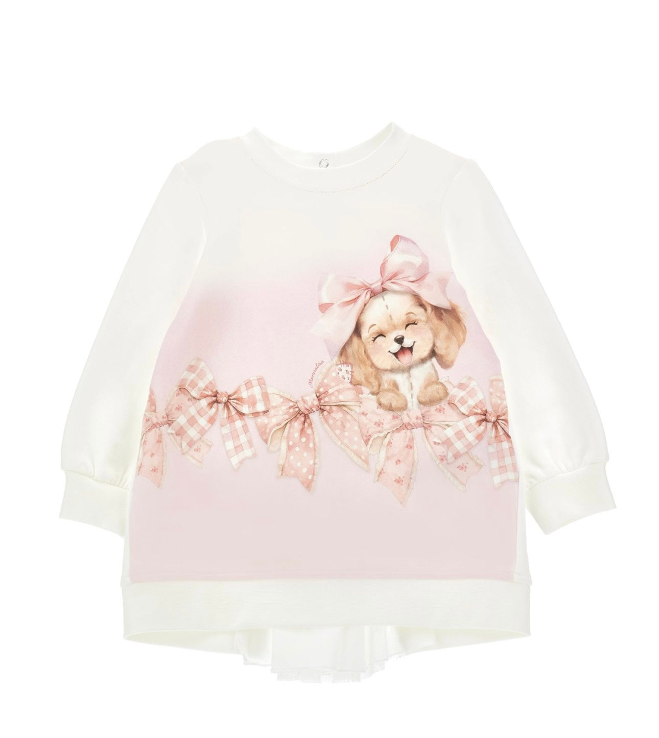 Monnalisa pink & white puppy jumper dress