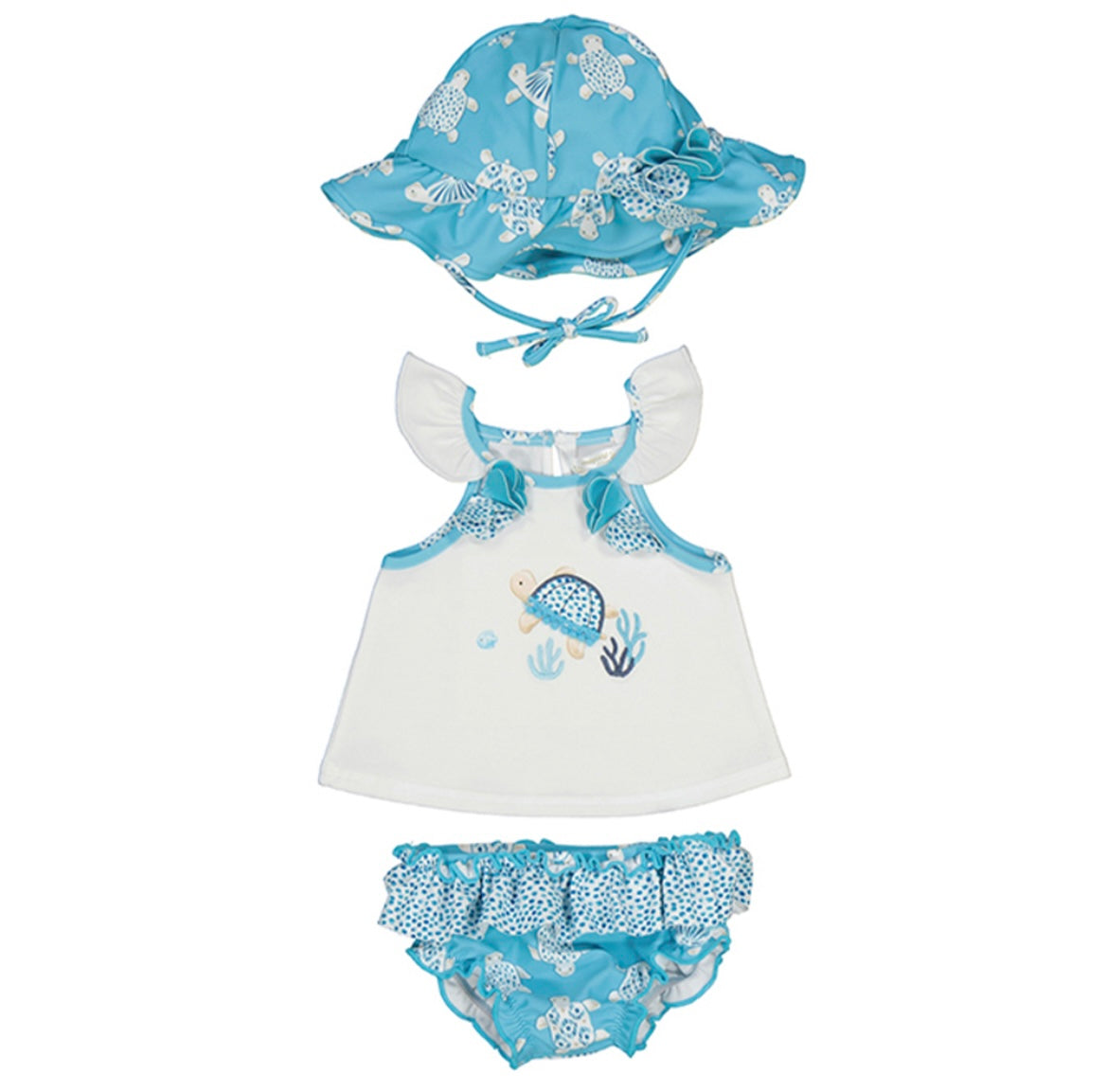 Mayoral girls 3 piece turtles swim set