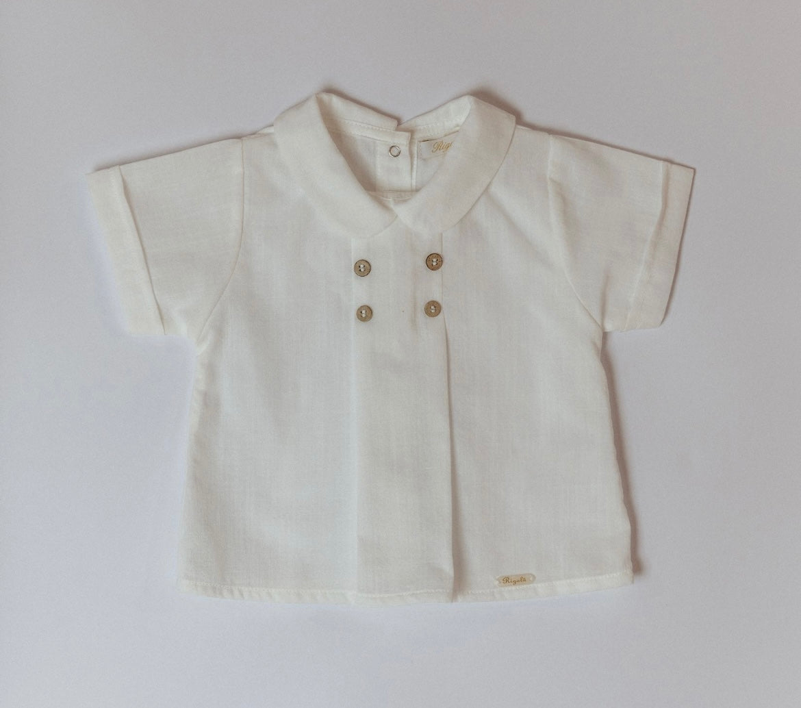 Rigola boys beige linen dungaree set