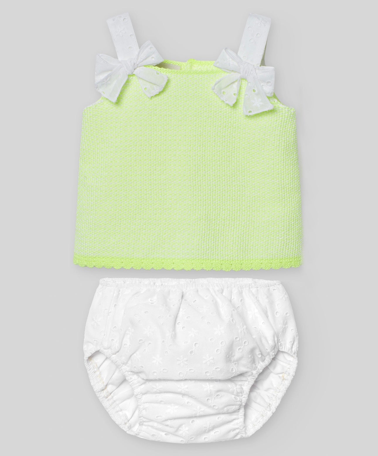 Paz Rodriguez lime green bow top and pant set