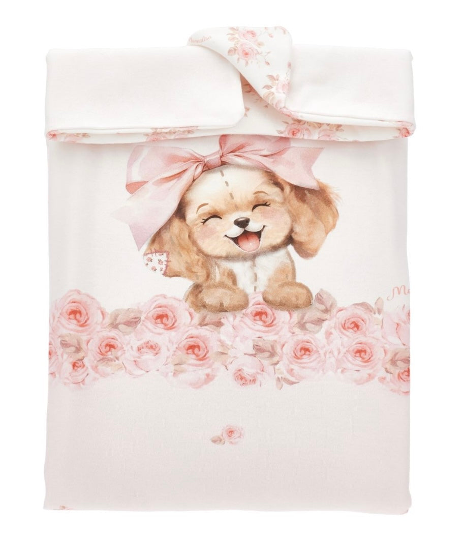 monnalisa pink floral puppy blanket