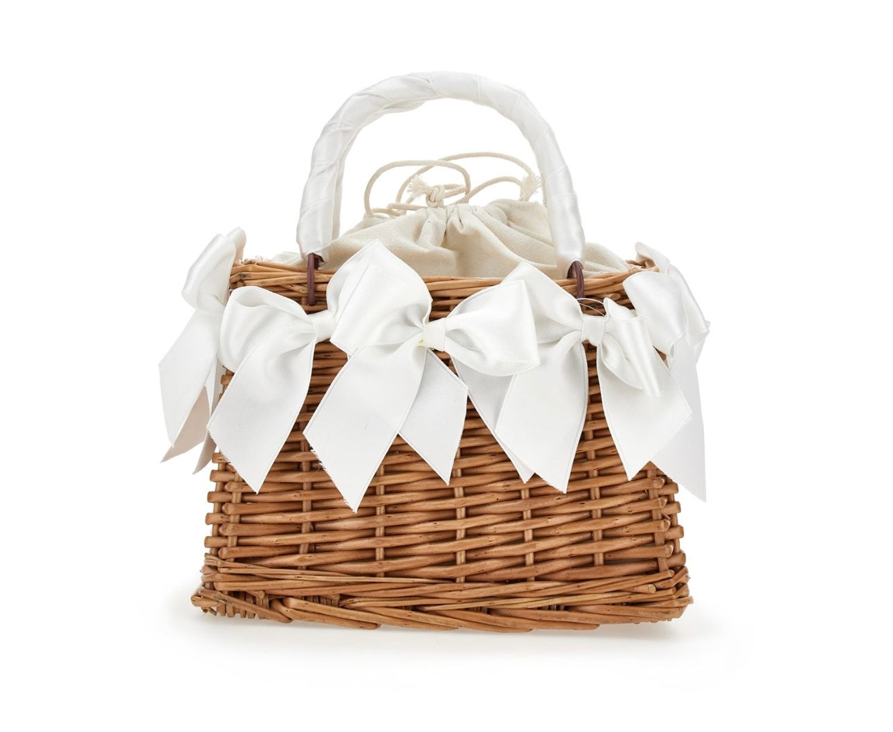 Monnalisa cream woven satin bow bag