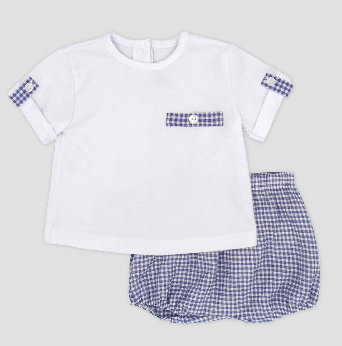 Rapife navy check T-shirt & short set